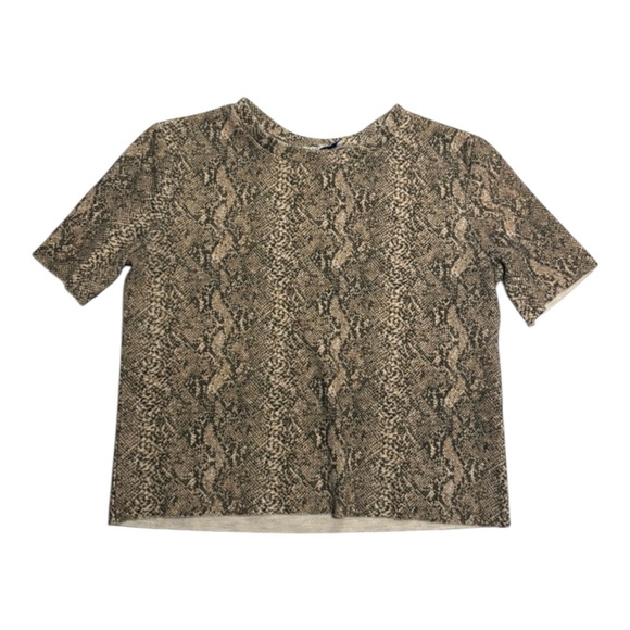 Zara Tops - Zara Beige Snake Print Short Sleeve Tee